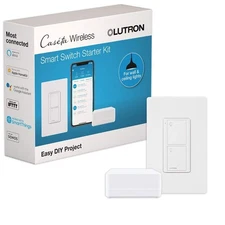 Lutron Caseta Original Smart Light Switch Kit w/ Wall Plate and Smart Hub, Co...