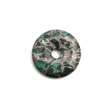 Pyrite Mlachite Donut Circle Pendant Size 40mm Sold Per Piece (40mm)