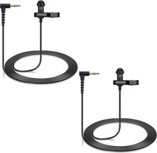 2-Pack Omnidirectional Lavalier Microphone with 90  L-Shaped 3.5Mm Jack