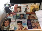 Lot Of 10 Vintage Elvis Presley Vinyl 45's in Sleeves + 11 In Record Tote + Tote