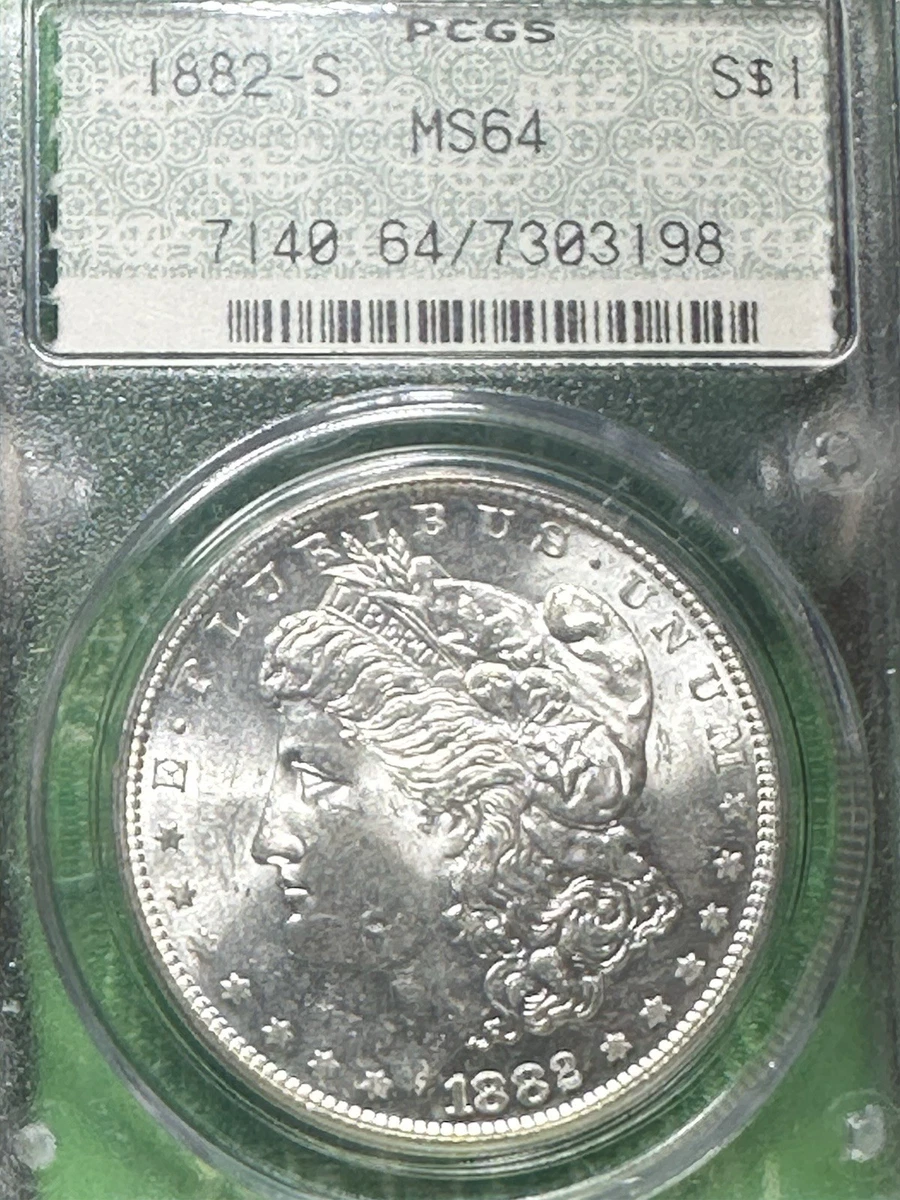 PCGS Certified MS 64 Graded 1882 Year Morgan US Dollars (1878-1921