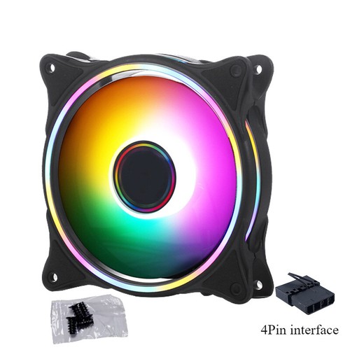 4Pack CPU LED Computer Case PC Cooling Fan RGB Quiet PWM 4Pin 12V Slim 120mm - Afbeelding 2 van 3