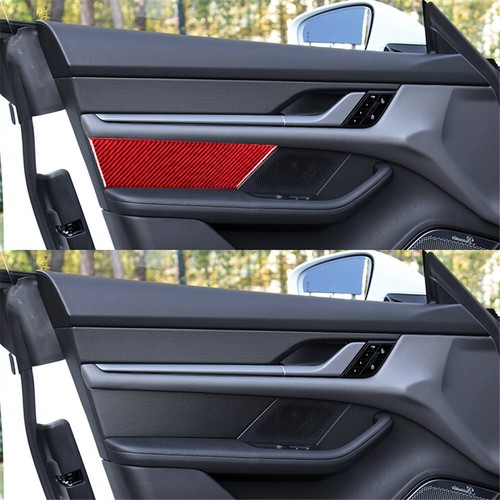 4Pcs Red Carbon Fiber Interior Door Speaker Side Cover Trim For Porsche Taycan - Picture 8 of 15