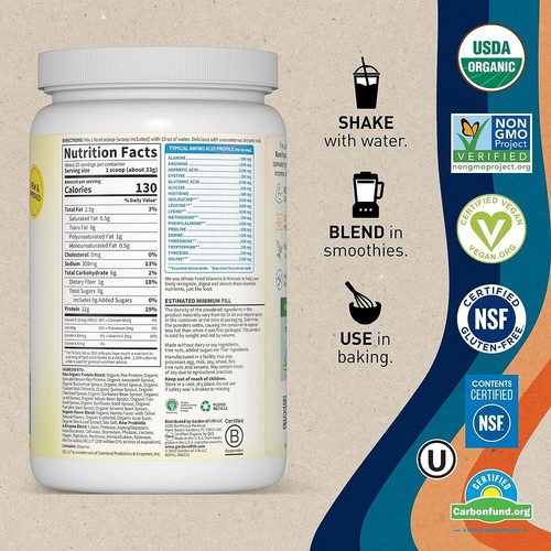 Garden of Life Organic Vegan Vanilla Protein Powder - 22g Plant-Based Protein, B - 第 7/9 張圖片