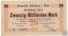 Banknote Inflation 20 Billion Mark Eisenberg October 26, 1923