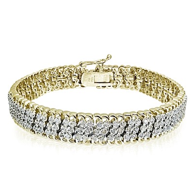 Gold Tone 2.00 CTTW Miracle Set Diamond Studded Tennis Bracelet  | eBay