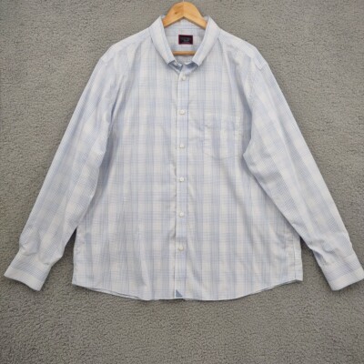 Untuckit Shirt Men 3XL Blue White Wilridge Plaid Button Front Long Sleeve Office