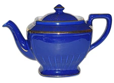 Hall China Hollywood Marine with Standard Gold 8 Cup Teapot