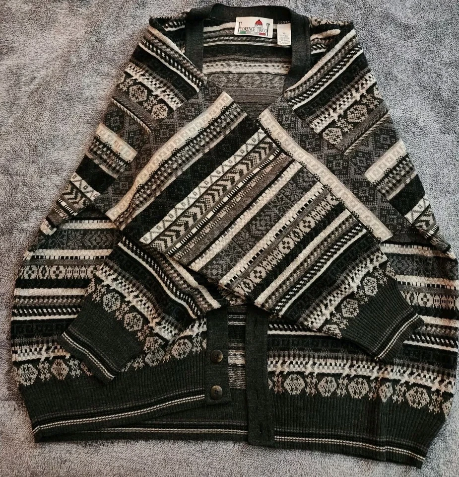 Cárdigan Suéter Florence Tricot Hecho en Italia Mezcla de Lana Tejido Para Hombres XL Gris Usado en Excelente Condición Foto 3 de 4