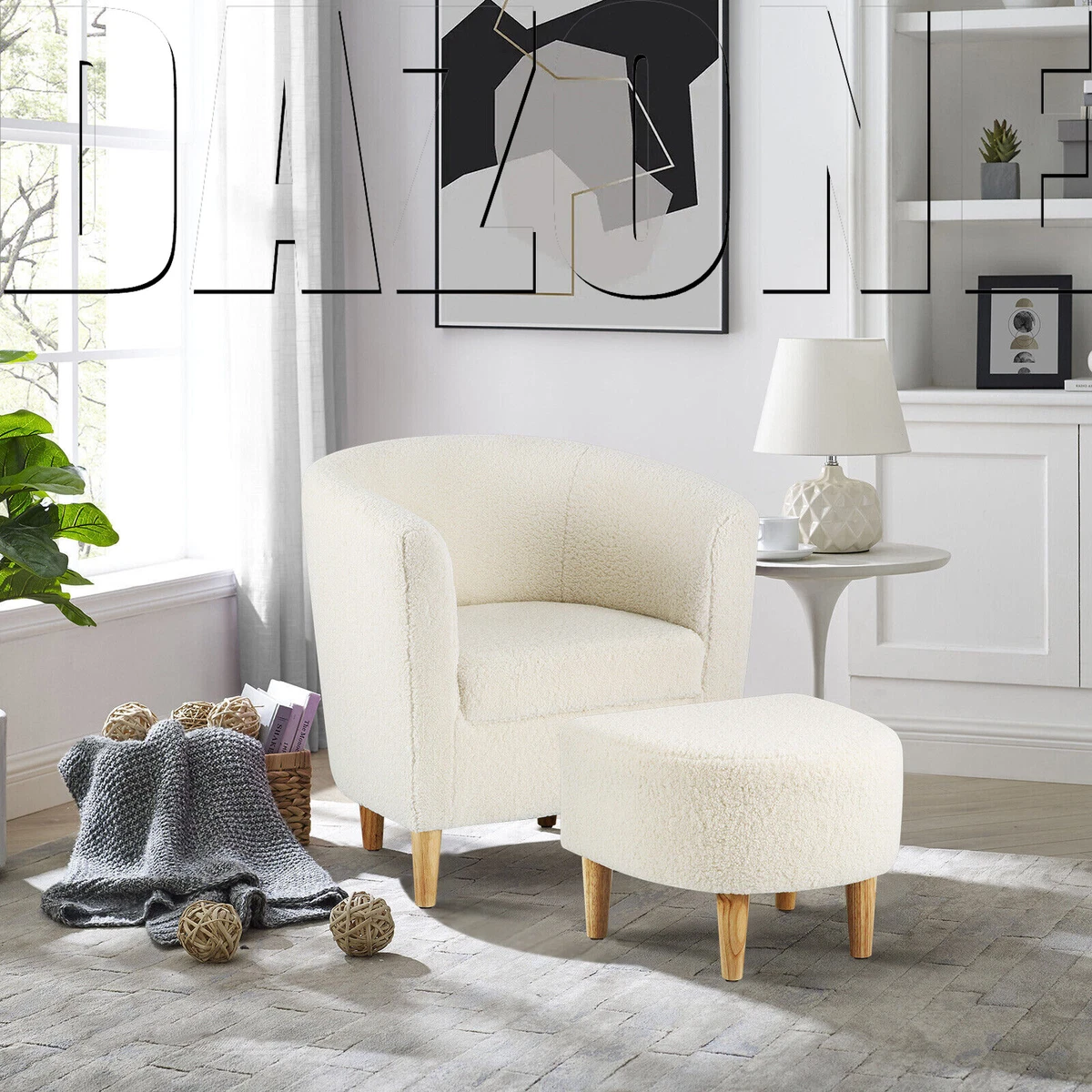 Sherpa Armchair Tufted Decor Single Sofa Upholstered Reading Chair