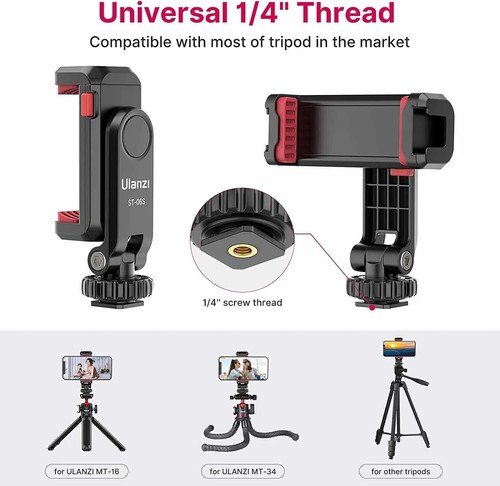 Support de téléphone Ulanzi ST-06S 360° support pince rotatif trépied pour smartphones - Photo 7 sur 10