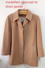 Vintage Burberry Wool Cashmere Overcoat Modified To Jacket Size 12