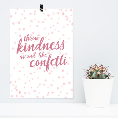JUNIWORDS Poster ''Throw kindness around like'' Geschenk Geburtstag DIN A4 A3 A2 