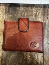 Vtg Buxton Top Grain Cowhide Leather Chestnut Bifold Coin Purse Wallet Kiss Lock