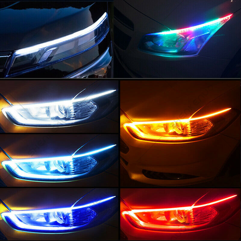 Sequental 30CM RGB Slm Flexble LED DRL Turn Sgnal Strp Remote For