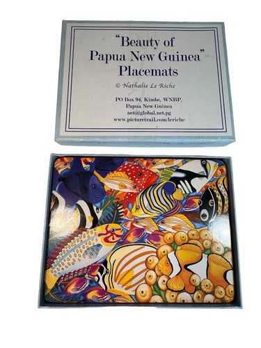 Colorful Reef Angel Fish Cork Placemats, Set of 4, Nathalie Le Riche, New Guinea - Picture 2 of 4