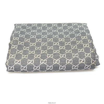 GUCCI 558274 Gray Pastel Rainbow Jacquard Shawl Scarf AA731 - Main Image