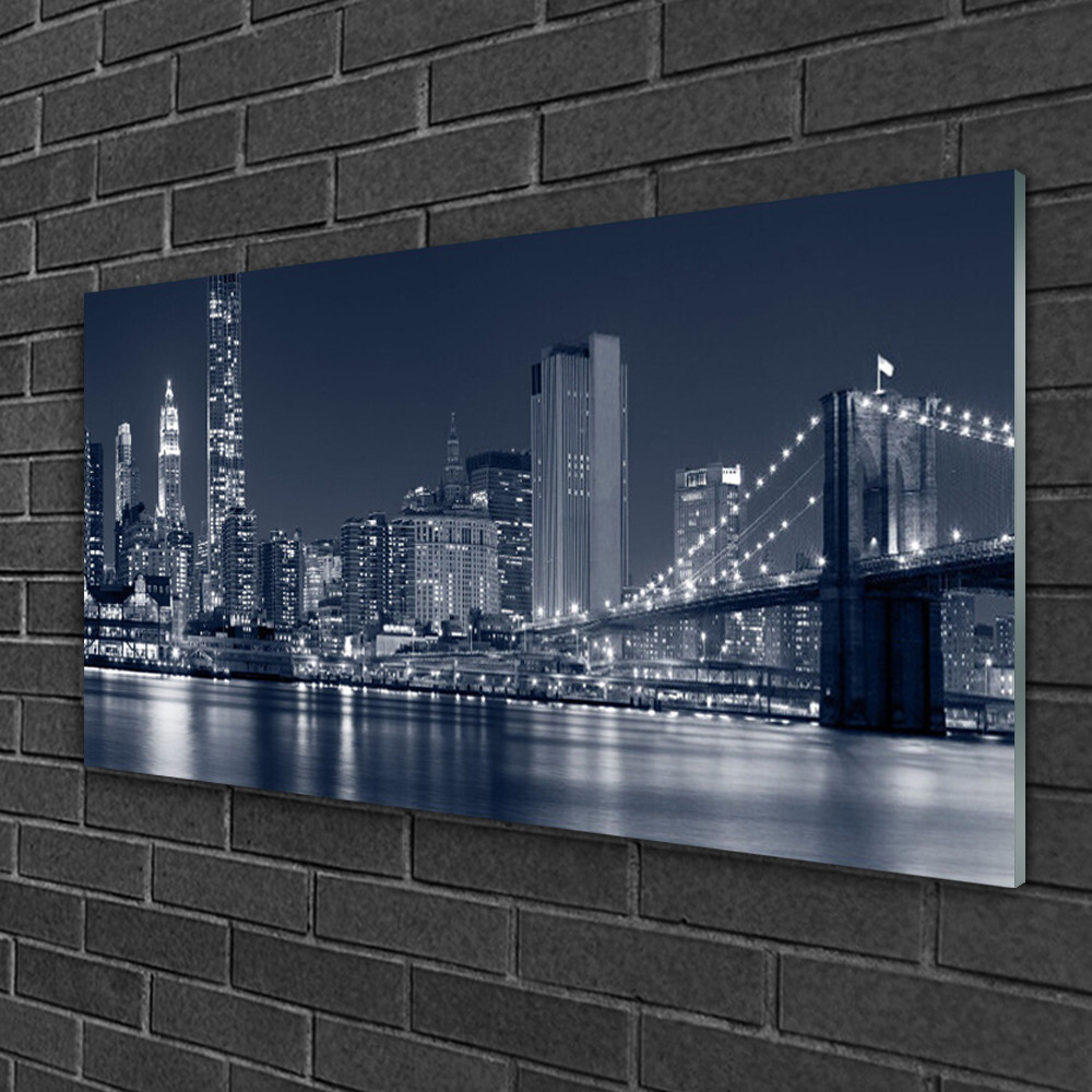 Tableau sur verre 100x50 cm avec impression d'architecture urbaine et grand pont