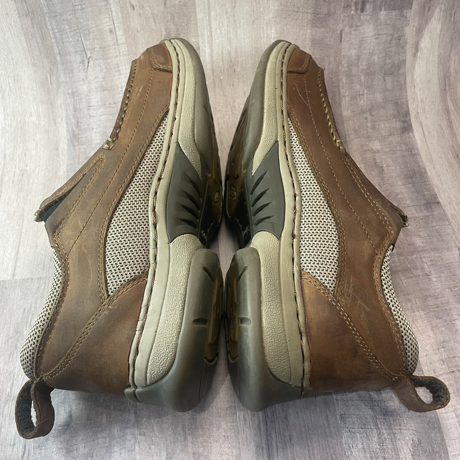 Cabelas Men's Boat Shoes Brown Moc Toe Leather Loafer… Gem