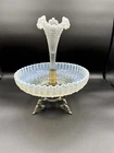 Vintage Henry Turim Epergne Fenton Opalescent Hobnail Glass on Cherub Stand