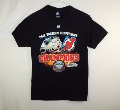 New Jersey Devils 2012 NHL Hockey Champions T Shirt Black Majestic Size  SMALL S