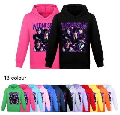 Boys Girls Casual Hoodie Wednesday Addams Hooded Sweatshirt Tops Kids Xmas Gift