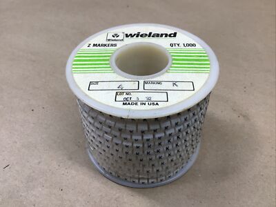Wieland Size 4 Letter K Slip On Wire Marker 1000 #140G24