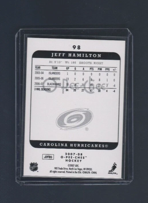 2007-08 OPC O-pee-chee Micromotion # 98 Jeff Hamilton - Image 2 of 2