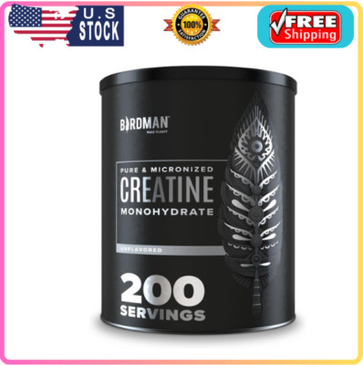 BIRDMAN Micronized Creatine, 200 Servings, Unflavored, Vegan, Pre & Post Workout