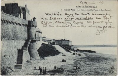 Old postcard Saint Malo Les Remparts, Bon Secours Beach (1235216)