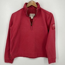 Eddie Bauer Sweatshirt Women's M Red 1/4 Zip Pullover Cotton Heavyweight EB-20