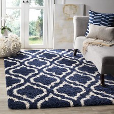 Safavieh Power Loomed Hudson Shag Navy / Ivory Area Rugs - SGH284C