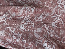 ""BURGUNDY ON WHITE - BUTTERFLY ORIENTAL THEMED COTTON FABRIC"" - 3 1/2 YARDS