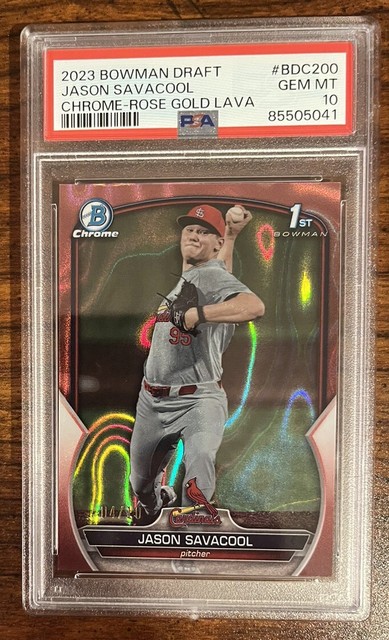 Jason Savacool 2023 Bowman Draft Chrome 1st Rose Gold Lava Refractor /10 PSA 10