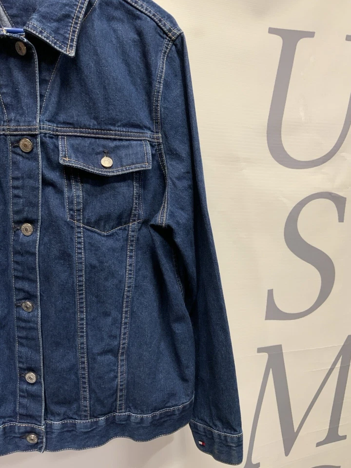 Chaqueta de mezclilla para mujer Tommy Hilfiger vintage con logotipo de EE. UU. en la espalda talla 1X. 000299 Foto 4 de 4