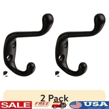 2 Pack Heavy Duty Coat Hooks Wall Mount 10lbs Capacity Storage Organizer Durable