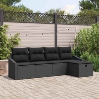 5 Teile Garten Sofa Set Mit Kissen Schwarz Poly Rattan