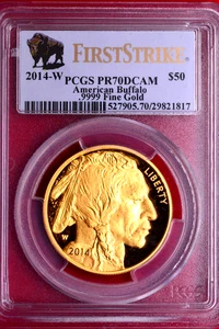 PCGS PR-70 FS DCAM! 2013-W FIRST STRIKE PROOF 1 OZ GOLD BUFFALO