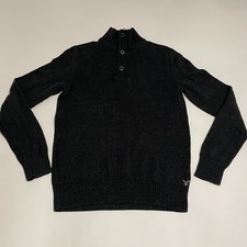 American Eagle Athletic Fit Button Mock Neck Sweater Mens M Charcoal