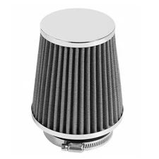 3" 76mm Dry Air Filter High Flow Inlet Cold Air Intake Cone Replacement Silver