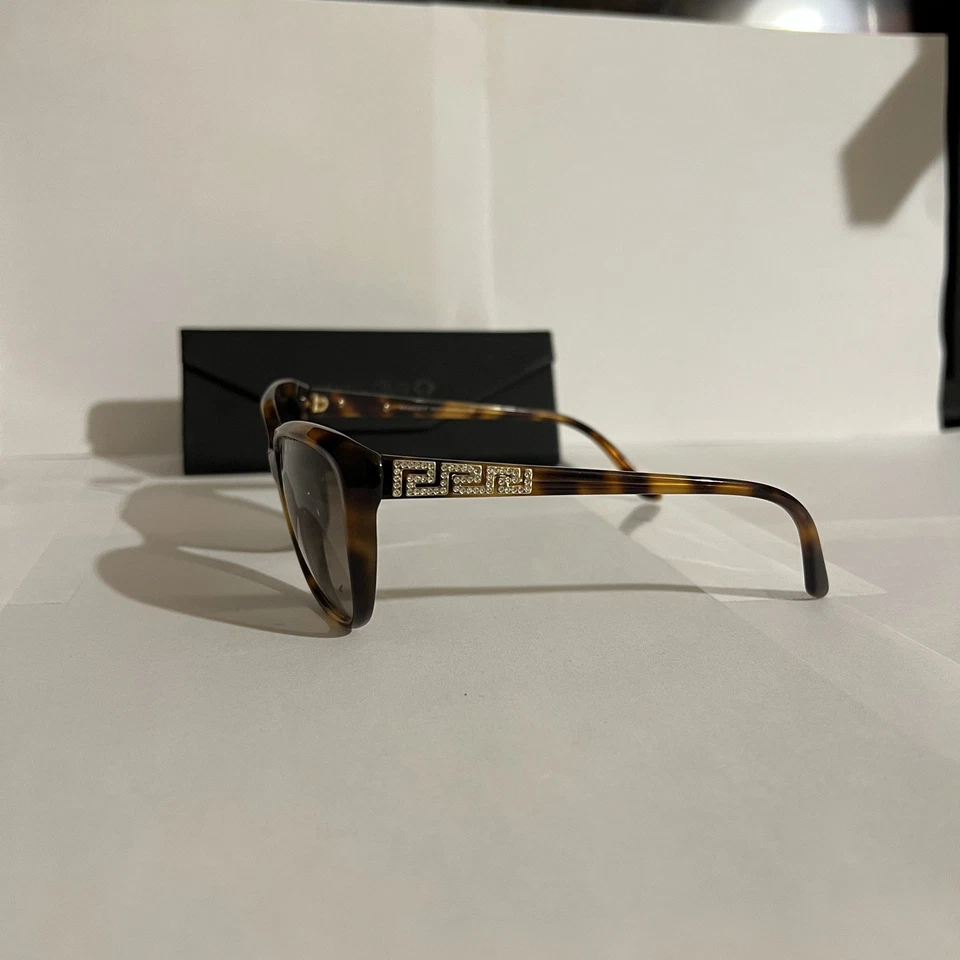 Gafas de sol Versace Mod 4264-B 5061/13 Havana marco de estrás lentes marrones ojo de gato Foto 3 de 4