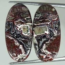 21.60Cts Natural Crazy Lace Agate Oval Pair Cabochon Loose Gemstone 12x24x4 mm