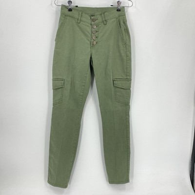 Cabi Olive Green Skinny Cargo Pants Exposed Button Fly Style 5872