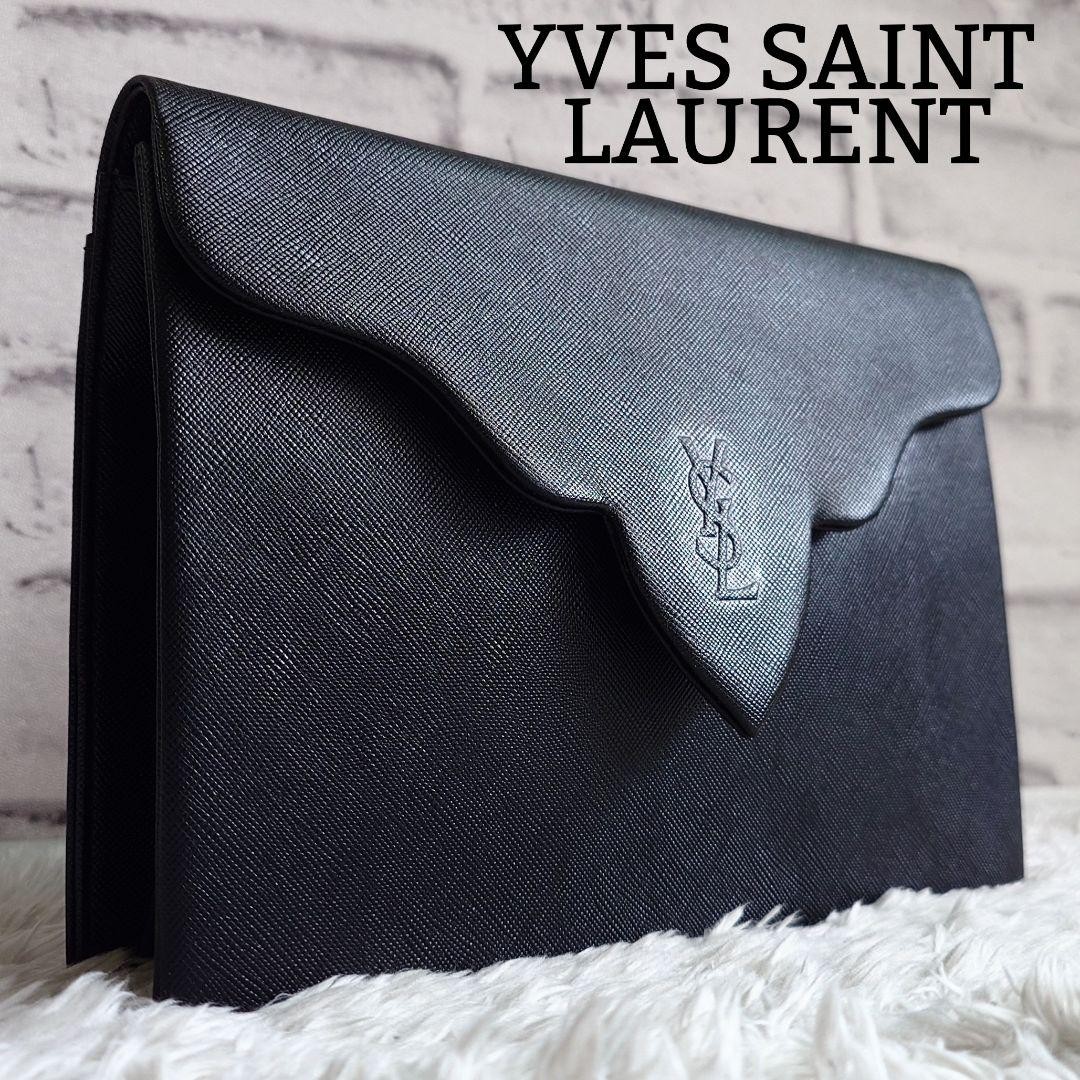 Borsa pochette Yves Saint Laurent Cassandra pelle nera donna logo