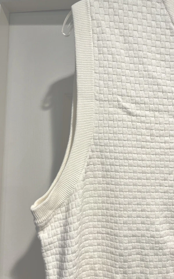 Vtg Pendleton Mens Sweater Vest L White Woven Grid Pattern Outdoor Hiking USA - Image 4 of 4