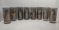 Rare Set Of VTG Georges Briard "World Time" Highball Glasses  Set Of Eight 8 