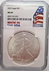 2023 AMERICAN SILVER EAGLE DOLLAR 1 OZ NGC MS69 AMERICAN FLAG LABEL X2