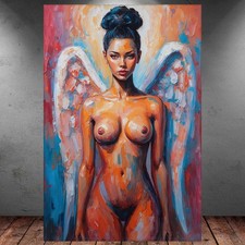 LEINWAND BILD ER XXL ABSTRAKT EROTIK FRAU ENGEL BUNT MODERN WAND POSTER P1741