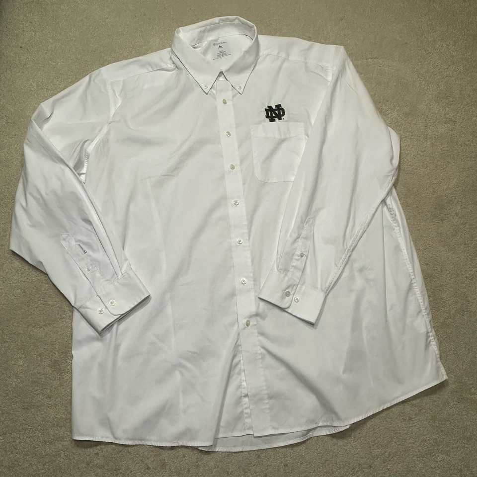 NUEVO SIN ETIQUETAS Camisa Notre Dame Lucha Irlandesa Abotonada Para Hombres 4XL Alta Blanca Antigua Foto 2 de 4