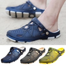 Mens Hollow Beach Sandals Slip On Slippers Clogs Womens Casual Garden Flat Shoes